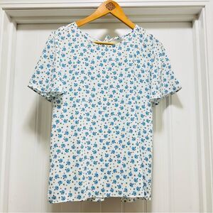 Loft Mixed Media Tie-back Floral Blouse NEW